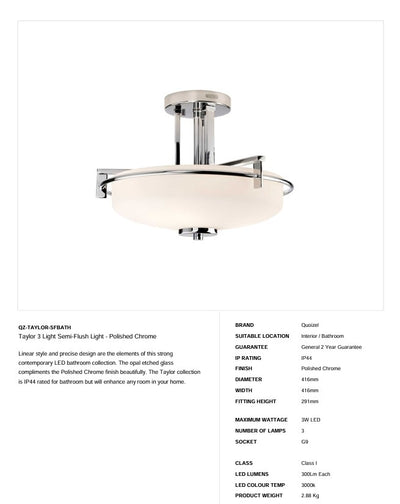 Taylor 3 Light Semi-Flush Light - Chrom poliert (Neuheit)