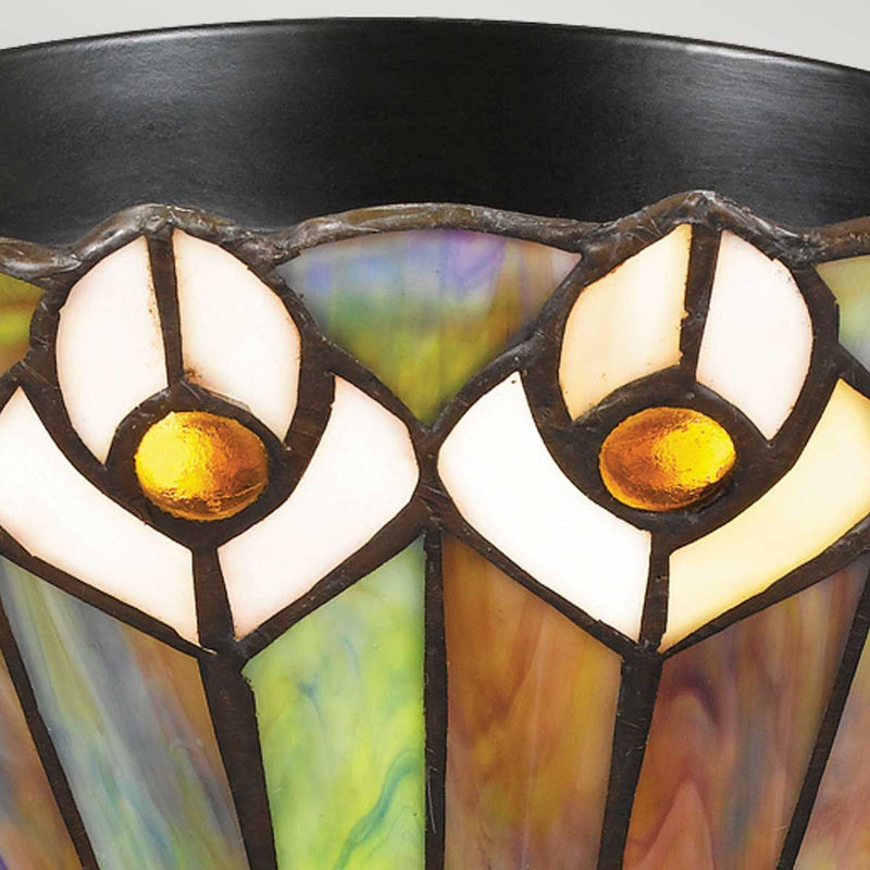 Quoizel Watkins 2 lt Tiffany Style Flush - Valiant Bronze & Kunstglas Schirm