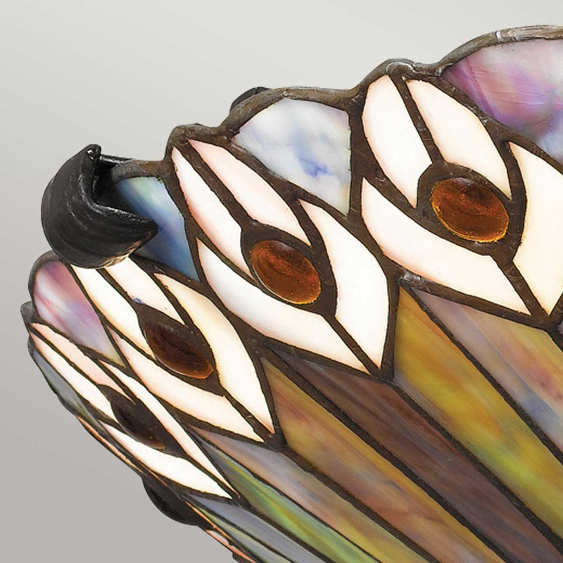 Quoizel Watkins 2 lt Tiffany Style Flush - Valiant Bronze & Kunstglas Schirm