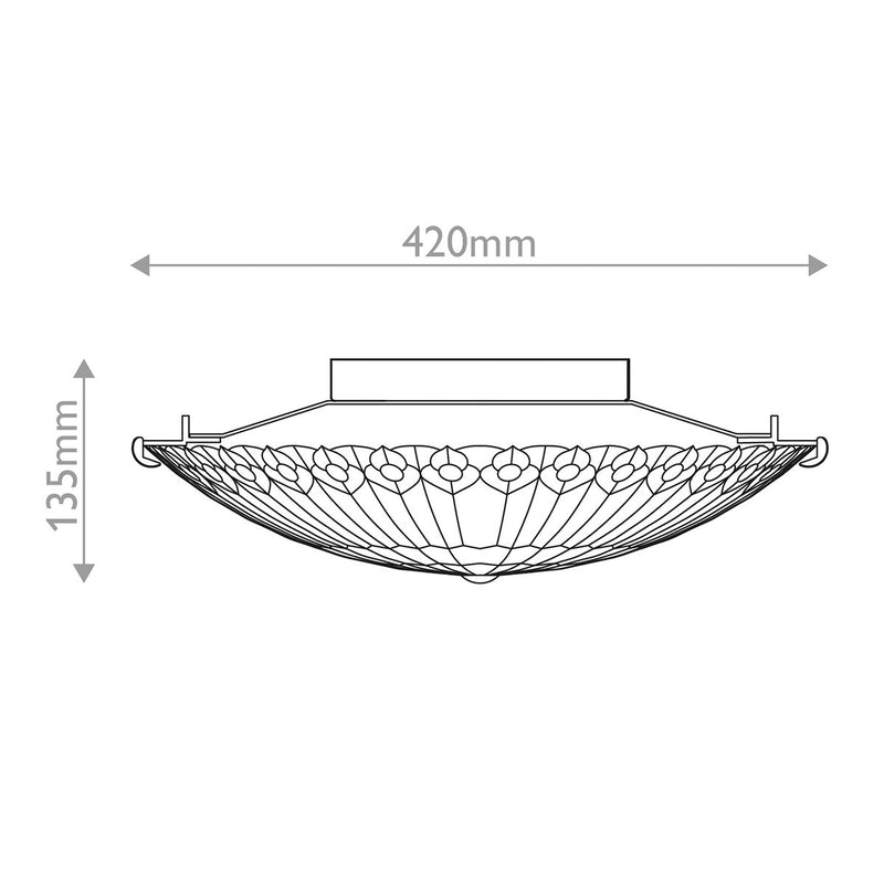 Quoizel Watkins 2 lt Tiffany Style Flush - Valiant Bronze & Kunstglas Schirm