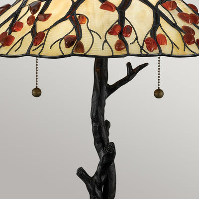 Flüsternde 2 Tischlampe im Tiffany-Stil - Valiant Bronze mit Kunstglasschirm (Neuheit)