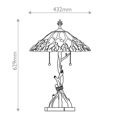 Flüsternde 2 Tischlampe im Tiffany-Stil - Valiant Bronze mit Kunstglasschirm (Neuheit)
