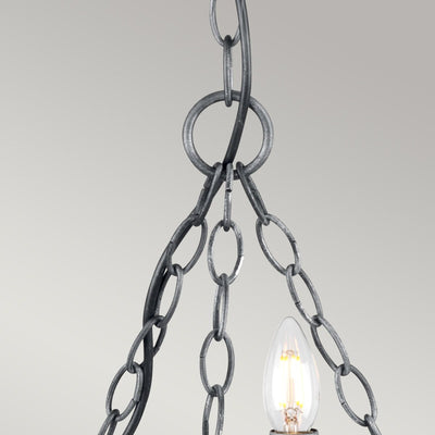 Sächsischer Kronleuchter mit 3 Lichtern - Schwarz/Silber Patina - Clicklights Shop