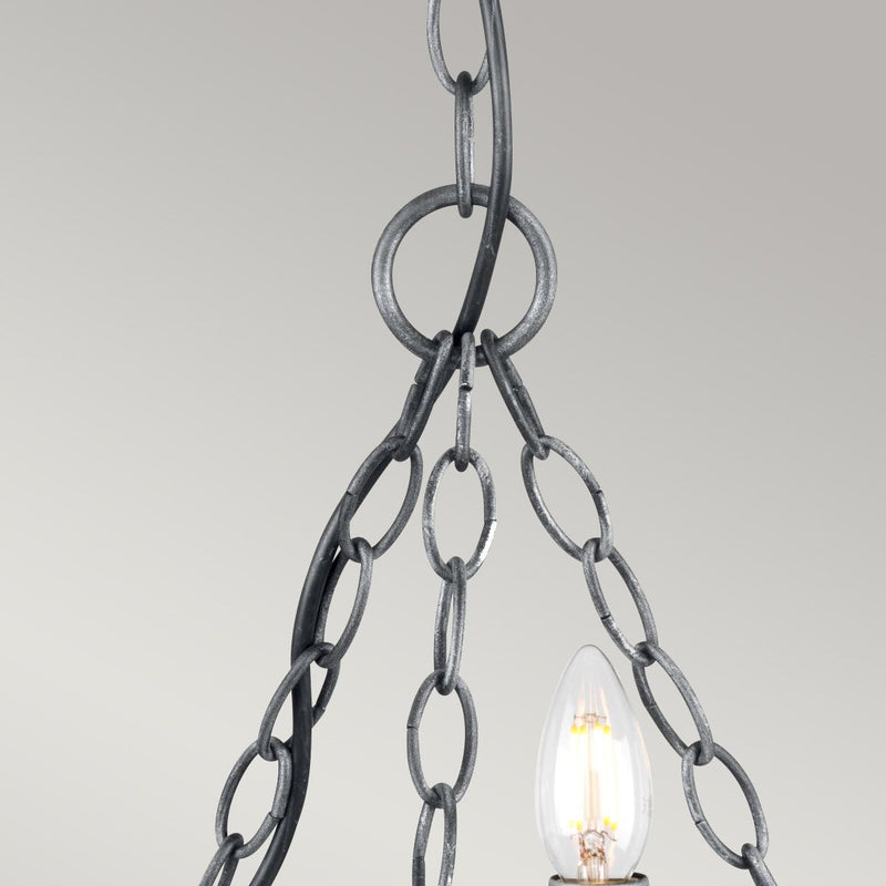 Sächsischer Kronleuchter mit 3 Lichtern - Schwarz/Silber Patina - Clicklights Shop