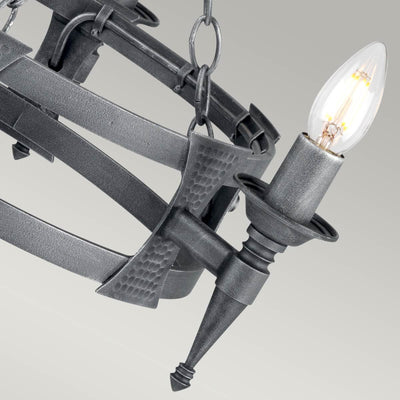 Sächsischer Kronleuchter mit 3 Lichtern - Schwarz/Silber Patina - Clicklights Shop