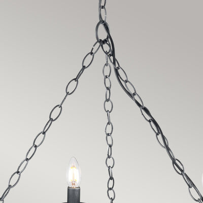 Sächsischer Kronleuchter mit 8 Leuchten - Schwarz/Silber Patina