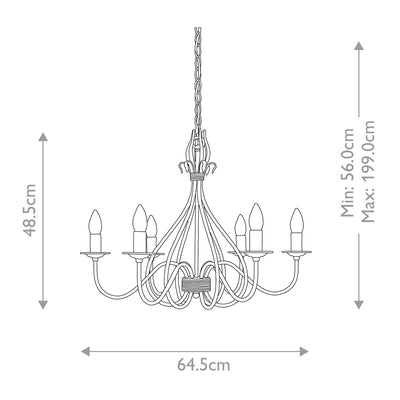 Windermere Kronleuchter mit 6 Leuchten - Rost/Gold - Clicklights Shop