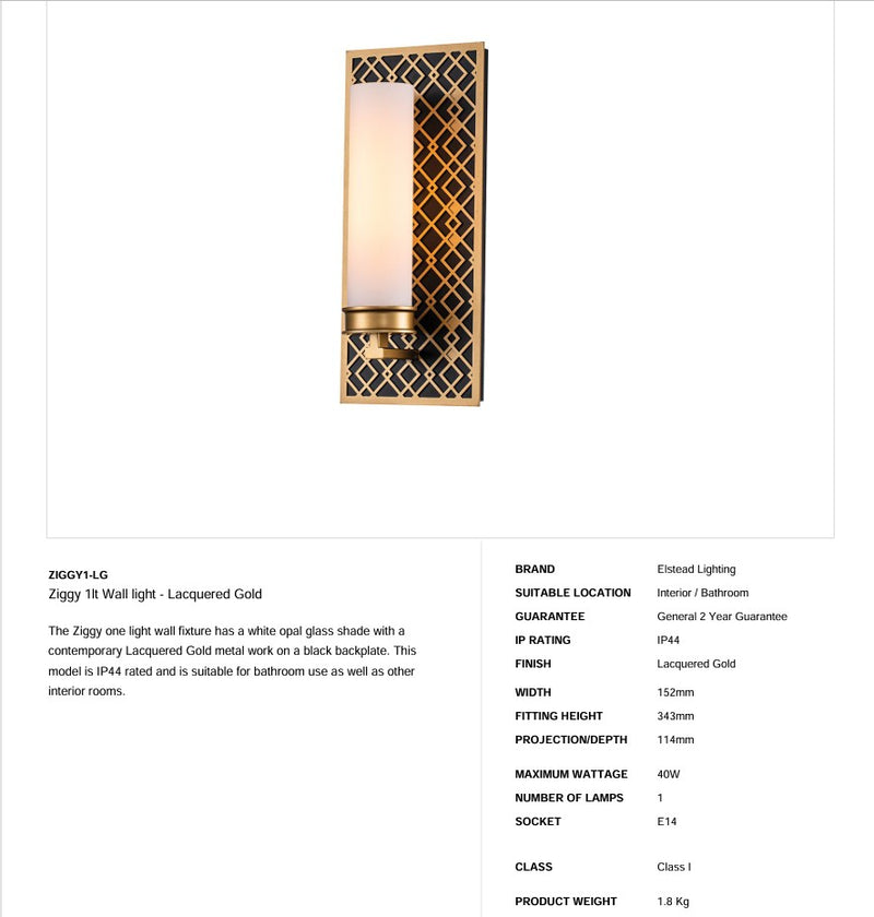 Ziggy 1 Wandleuchte - Gold lackiert und Silber (Neuheit)