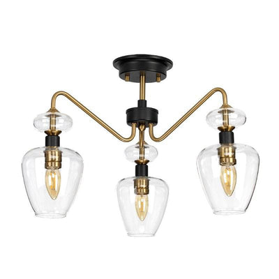 Armand 3 Light Semi Flush - Aged Brass - Clicklights Shop