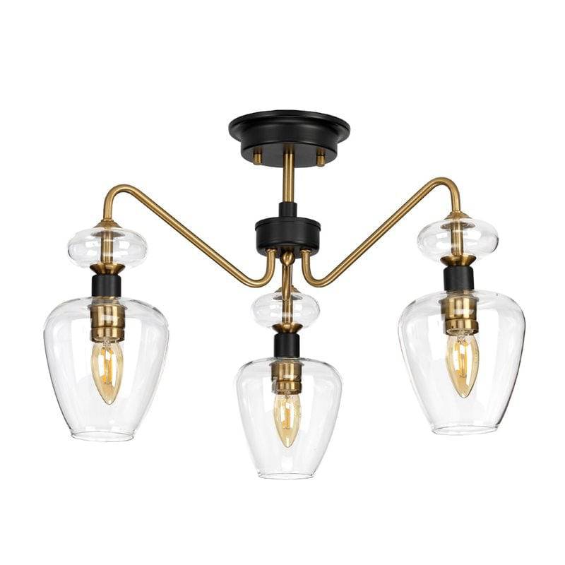 Armand 3 Light Semi Flush - Aged Brass - Clicklights Shop