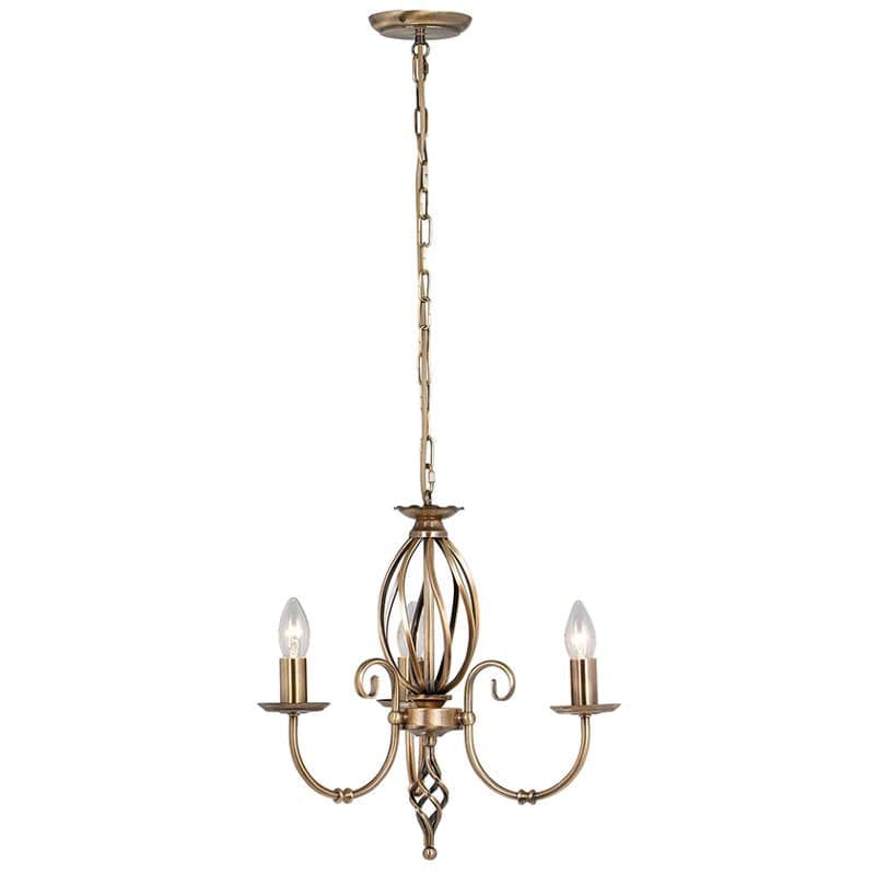Artisan 3 Light Chandelier - Aged Brass - Clicklights Shop
