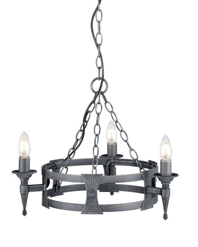 Saxon 3 Light Chandelier - Black/Silver - Clicklights Shop