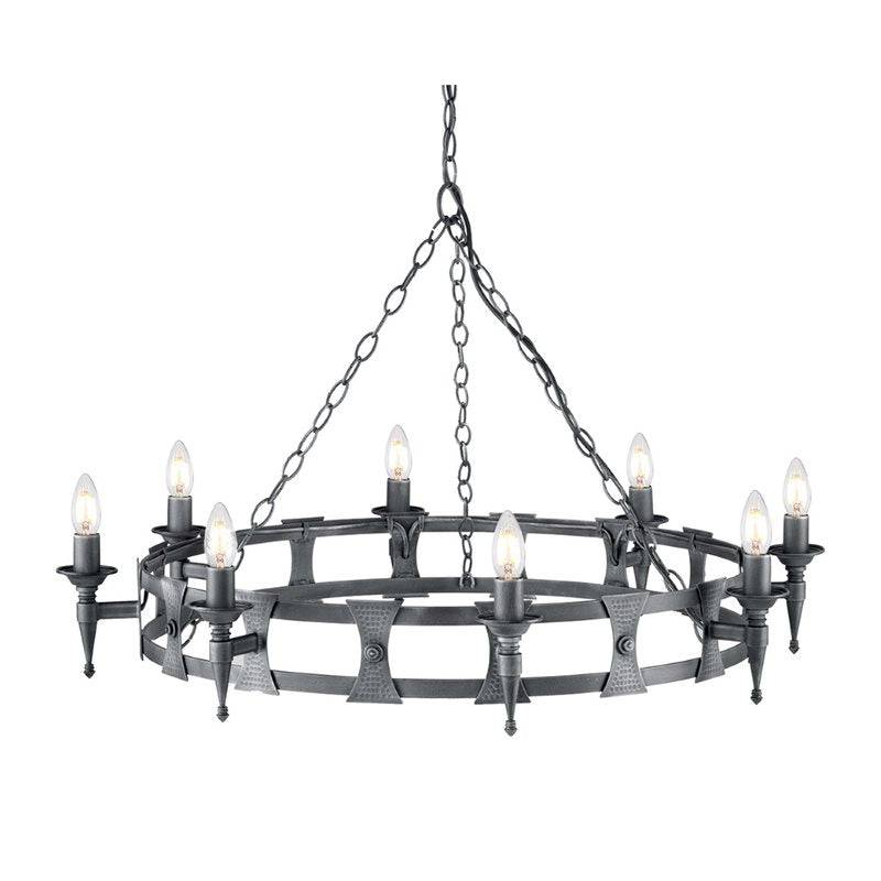 Saxon 8 Light Chandelier - Black/Silver - Clicklights Shop