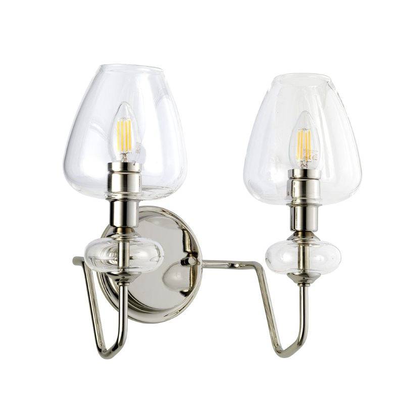 Armand 2 Light Wall Light - Polished Nickel - Clicklights Shop