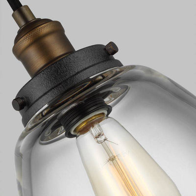 Baskin 1 Light Pendant - Aged Brass/Dark Weathered Zinc - Clicklights Shop