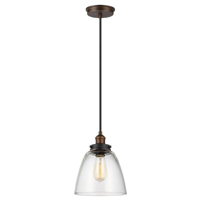 Baskin 1 Light Pendant - Aged Brass/Dark Weathered Zinc - Clicklights Shop