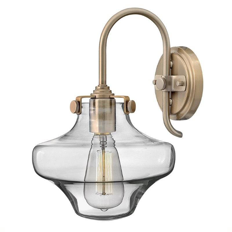 Congress 1 Light Clear Glass Wall Light - Brushed Caramel - Clicklights Shop