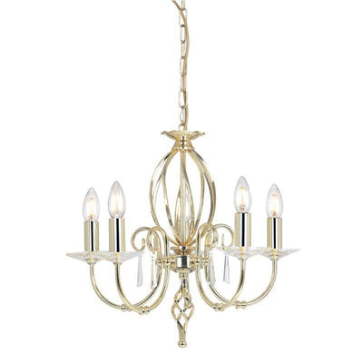 Aegean 5 Light Chandelier - Polished Brass - Clicklights Shop