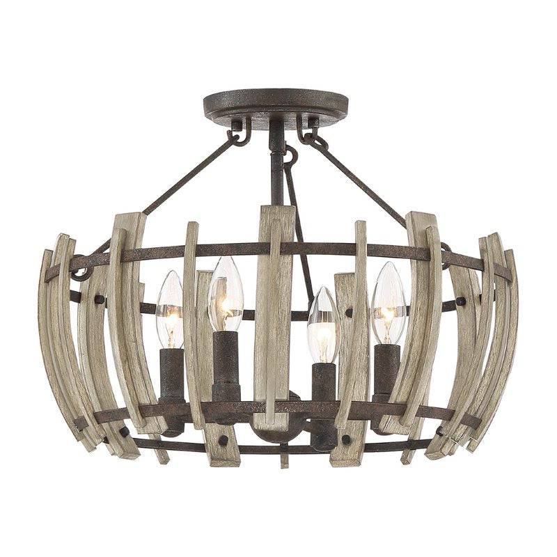 Wood Hollow 4 Light Semi-Flush - Clicklights Shop